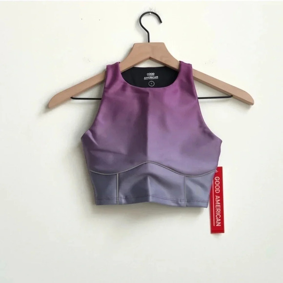 New Good American Electric Feel Ombre Contour Bra top sunset halter Racerback - Picture 4 of 16